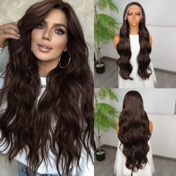 Koyu Kumral Fiber Sentetik Tül Peruk