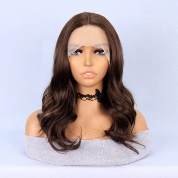 Koyu Kumral Platin Işıltılı Tül Peruk