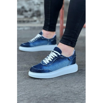 Koyu Mavi Kot Kumaş Erkek Casual Ayakkabı
