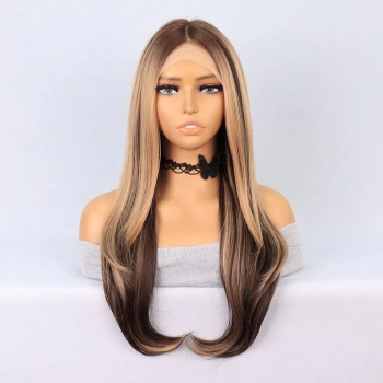 Kumral Balköpüğü Röfleli Katlı Kesim Tül Peruk