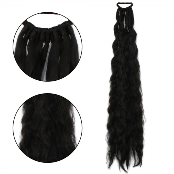 Lastik Tokalı At Kuyruğu Kabarık Afro Dalgalı  / Kahverengi