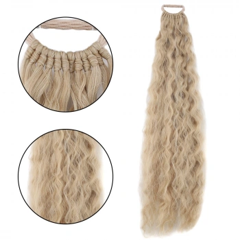 Lastik Tokalı At Kuyruğu Kabarık Afro Dalgalı / Kumral Beyaz Platin Röfle