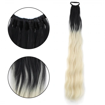 Lastik Tokalı At Kuyruğu Su Dalgalı / Siyah / Platin Ombre