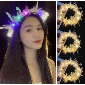 Led Işıklı Rengarenk Yanan 3 Fonksiyonlu Otrişli Parti Tacı Renkli 12x12 cm