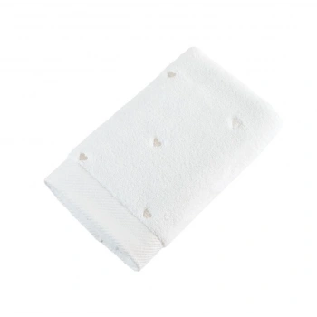 Lubow Love Beyaz Krem Nakışlı 50x90 6lı Havlu Seti