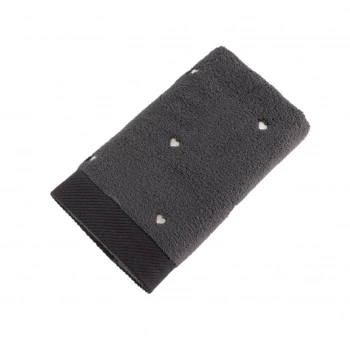 Lubow Love Koyu Gri Krem Nakışlı 50x90 6lı Havlu Seti