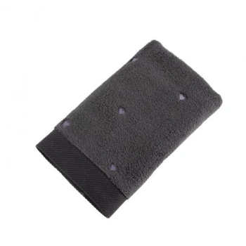 Lubow Love Koyu Gri Lila Nakışlı 50x90 6lı Havlu Seti