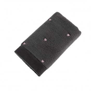 Lubow Love Koyu Gri Pudra Nakışlı 50x90 6lı Havlu Seti