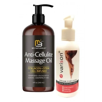 M3 Naturals Anti-Cellulite Massage Oil 240 ml Masaj Yağı + on 120 ml Kremi