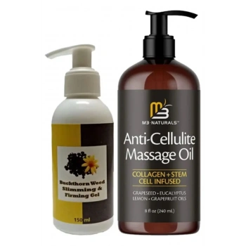 M3 Naturals Masaj Yağı Anti-Cellulite Massage Oil 240 ml + Buckthorn Antiyağ Masaj Kremi 150 ml