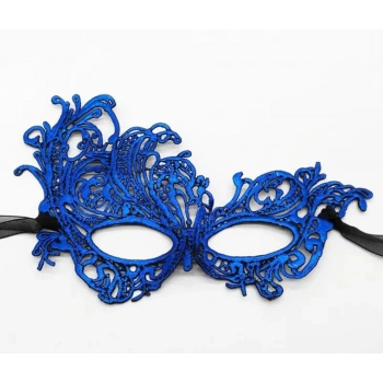 Mavi Renk Dantel Kesim Dantel İşlemeli B Parti Maskesi
