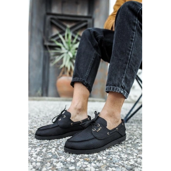 Mevsimlik Keten Ayakkabı  Siyah (Siyah Taban)