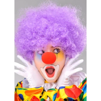 Mor Renk Kıvırcık Afro Bonus Peruk Takma Saç ve Kırmızı B Seti