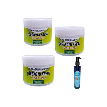 Mucizevi Çörek Otu Kremi 100 ml x 3 Adet / Çilekli Vücut Masaj Bakım Yağı 125 ml