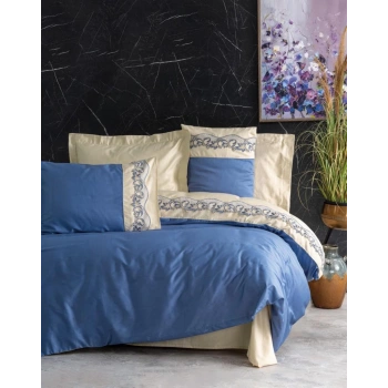 Nakışlı Çift Kişilik Saten Nev Takımı Amaya Bej