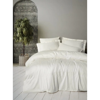 Nakışlı Çift Kişilik Saten Nev Takımı Luxe Ekru