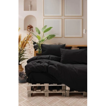 Neat Poplin Çift Kişilik Nev Takımı Siyah