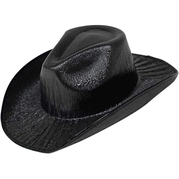 Neon Hologramlı Kovboy Model Parti Şapkası Siyah Yetişkin 39X36X14 cm