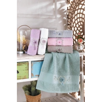 NH Liva Renkli Püsküllü Nakışlı 6lı havlu 50x90cm