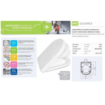 NKP Elagance Amortisörlü+Tak Çıkar Klozet Kapağı