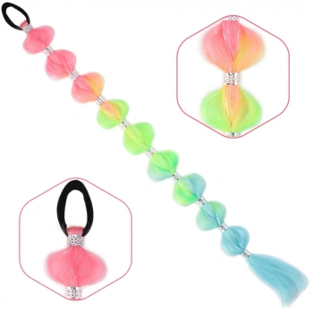 Örgülü Simli Aksesuarlı Lastikli At Kuyruğu / ACM05