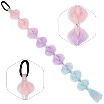 Örgülü Simli Aksesuarlı Lastikli At Kuyruğu / ACM25