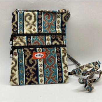 Otantik Desenli Fermuarlı Askılı Çanta Özel Dikim