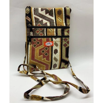 Otantik Desenli Fermuarlı Askılı Çanta Özel Dikim