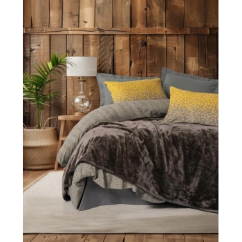 Oyster Çift Kişilik Battaniyeli Nevresim Takımı Kahve