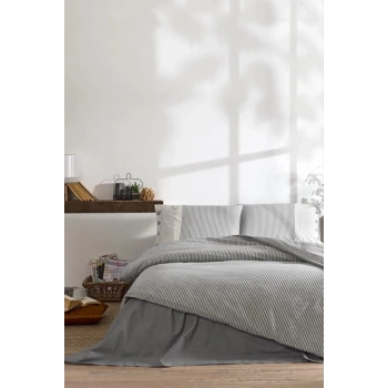 Özdilek Çift Kişilik Ranforce Nevresim Takımı Natural Line Gri