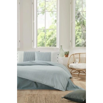 Özdilek Çift Kişilik Ranforce Nev Takımı Natural Line Mavi
