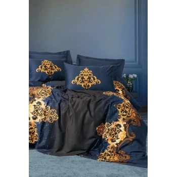 Palace Saten Çift Kişilik Nev Takımı Tutsu Lacivert