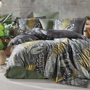 Pamuk Saten Çift Kişilik Nev Takımı Botanica v1 Yeşil