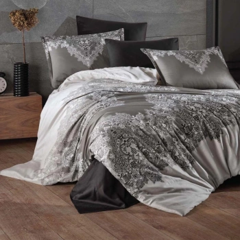 Pamuk Saten Çift Kişilik Nev Takımı Noldor v1 Antrasit