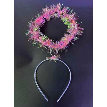 Pembe Metalize Melek Hare Taç Çocuk Yetişkin Uyumlu