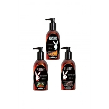 Playboy 3 Adet Playboy Çilek Aromalı Kokulu Ve Isıtıcılı Rahatlatıcılı Vücut Masaj Yağı