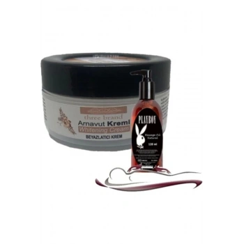 Playboy Three Brand Whitening Cream 4 Adet Arnavut Kremi 50 ml Aklık Kremi ile 120ML Masaj Yağı