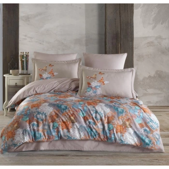 Premium Deluxe 300TC Çift Kişilik Saten Nev Takımı  Vita Bej