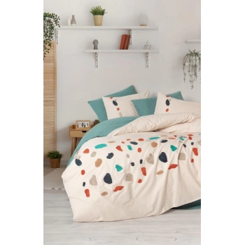 Puff Nakışlı Ranforce Çift Kişilik Nev Takımı Gaja Mint