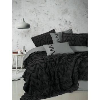 Ranforce Çift Kişilik Yatak Örtülü Nev Takımı Limi Viggo Siyah