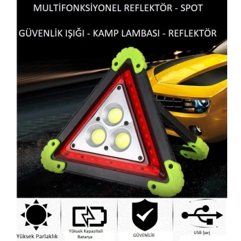 Reflektör 3 Ledli Güneş Enerjili - Kamp Feneri - Işıldak - Powerbank