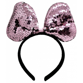 Renk Değiştiren Pullu Payetli Fiyonk Parti Tacı Pembe Gümüş Renk 20x16 cm
