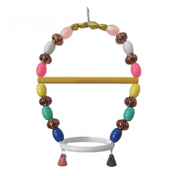 Renkli Boncuklu Oval Hlı Papağan Salıncağı 15 cm-23 cm