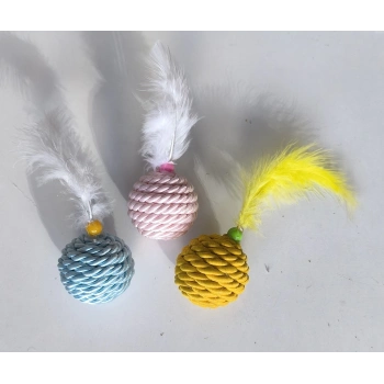 Renkli Jut Örgü Kedi Oyun Topu Çeşitli Renklerde 5 cm