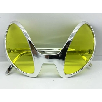 Retro Gözlük - 80 li 90 lı Yıllar Parti Gözlüğü Gümüş Renk 8x13 cm