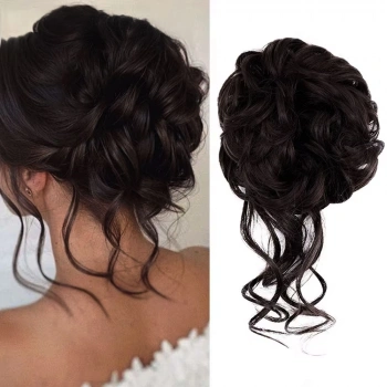 Saçlı Lastikli Kuyruklu Topuz Toka / Koyu Kestane