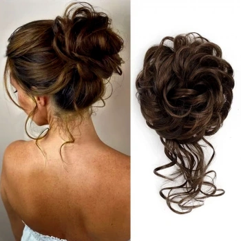 Saçlı Lastikli Kuyruklu Topuz Toka / Kumral / Kahve