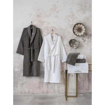 Seta Aile Bornoz Seti Genny Beyaz-Antrasit