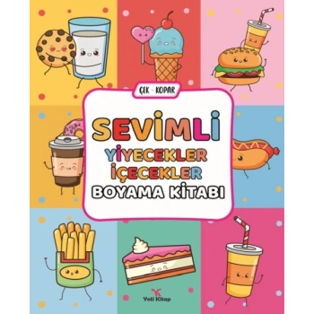 Sevimli Yiyecekler İçecekler Boyama Kitabı