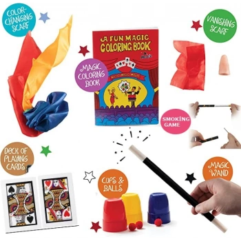 7 Parçalık Lüks Sihirbazlık Seti ( Defter-Mendilli Parmak-Deste-iskambil-Sigara-Kaybolan kupa-Mendil )